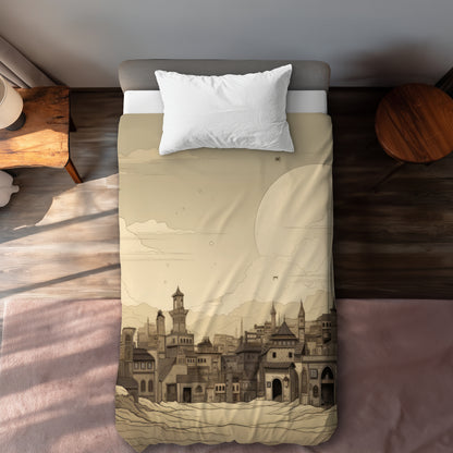 Desert Town Gray Duvet Cover - Stylish Home Decor Accent