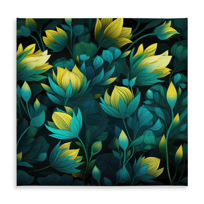 Intense Bloom Turquoise Tablecloth | Indoor Outdoor Decor