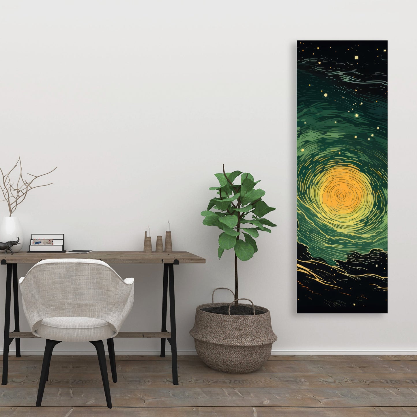 Turmoil in Space - Yellow Canvas Art for Home Decor
