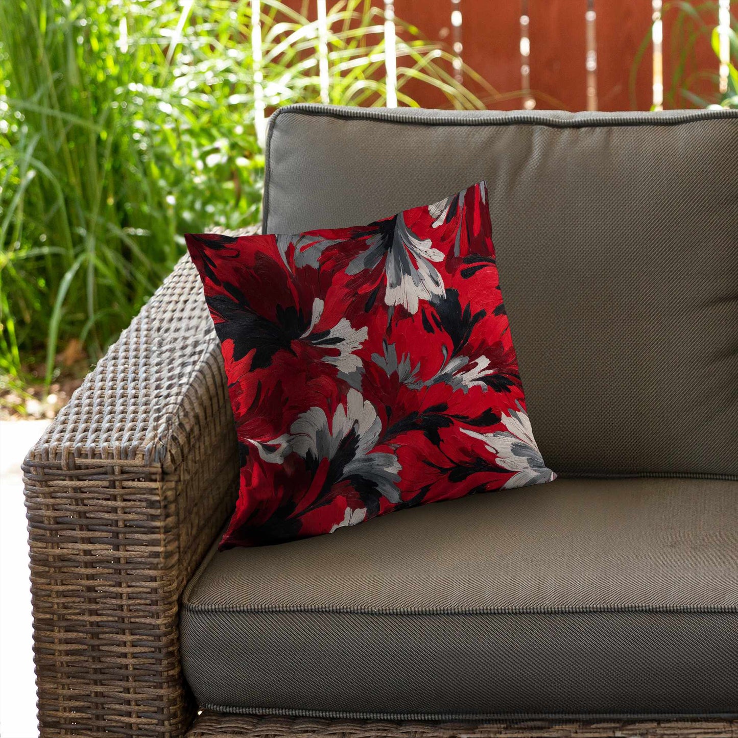 Red Flow Poly Twill Throw Pillow - Stylish Home Decor Accent