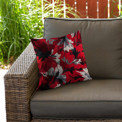 Red Flow Poly Twill Throw Pillow - Stylish Home Decor Accent