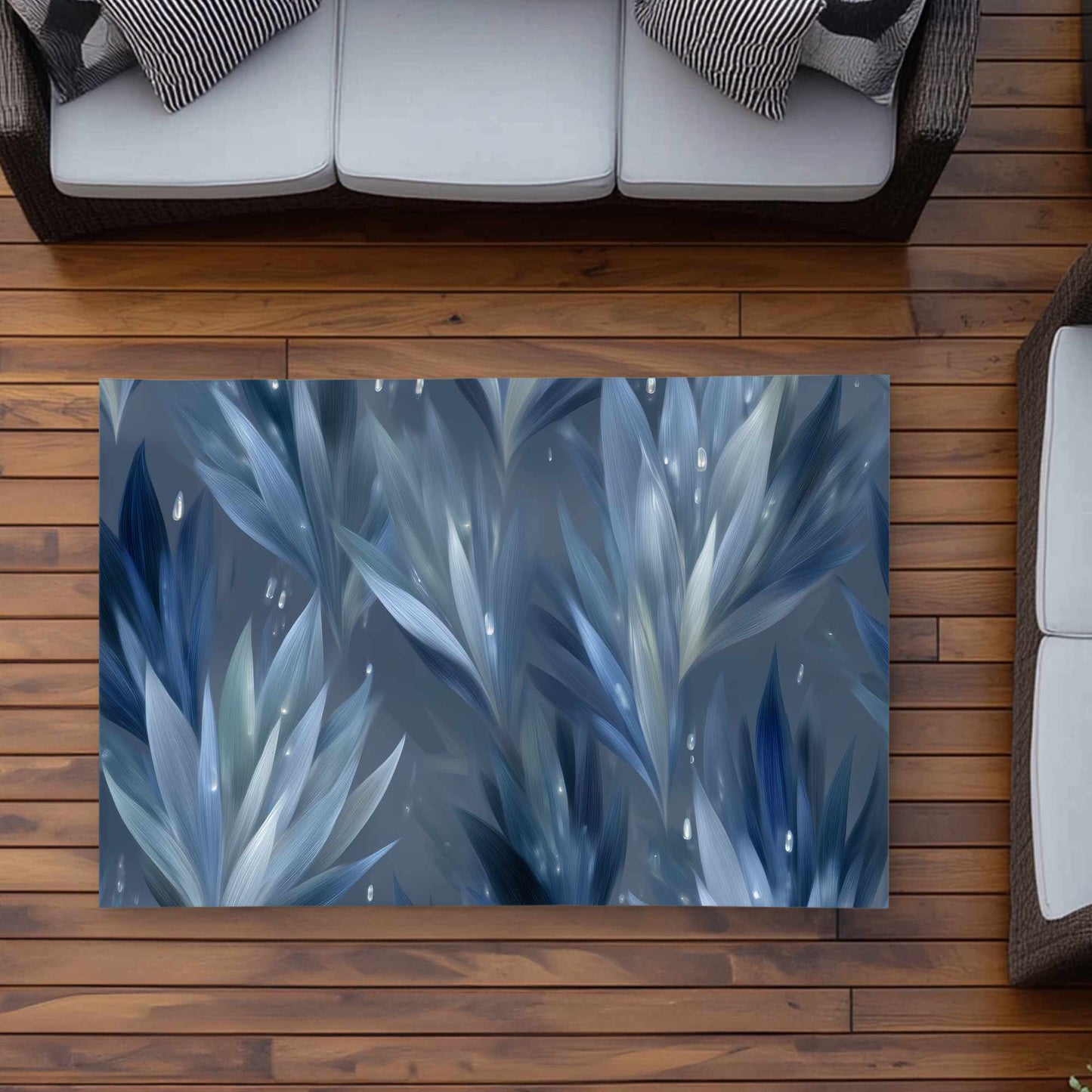 Icy Leaves Outdoor Area Rug | Stylish Home Decor Rug