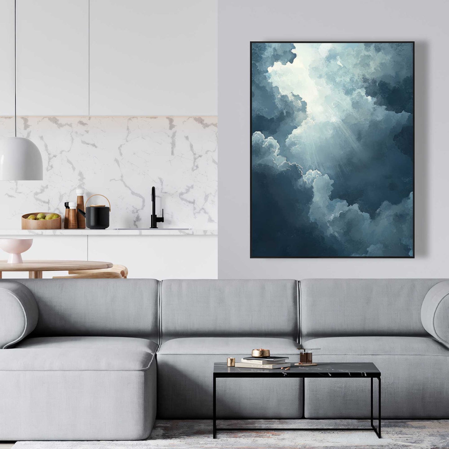 Afterglow - Gray Framed Canvas Art for Elegant Home Decor