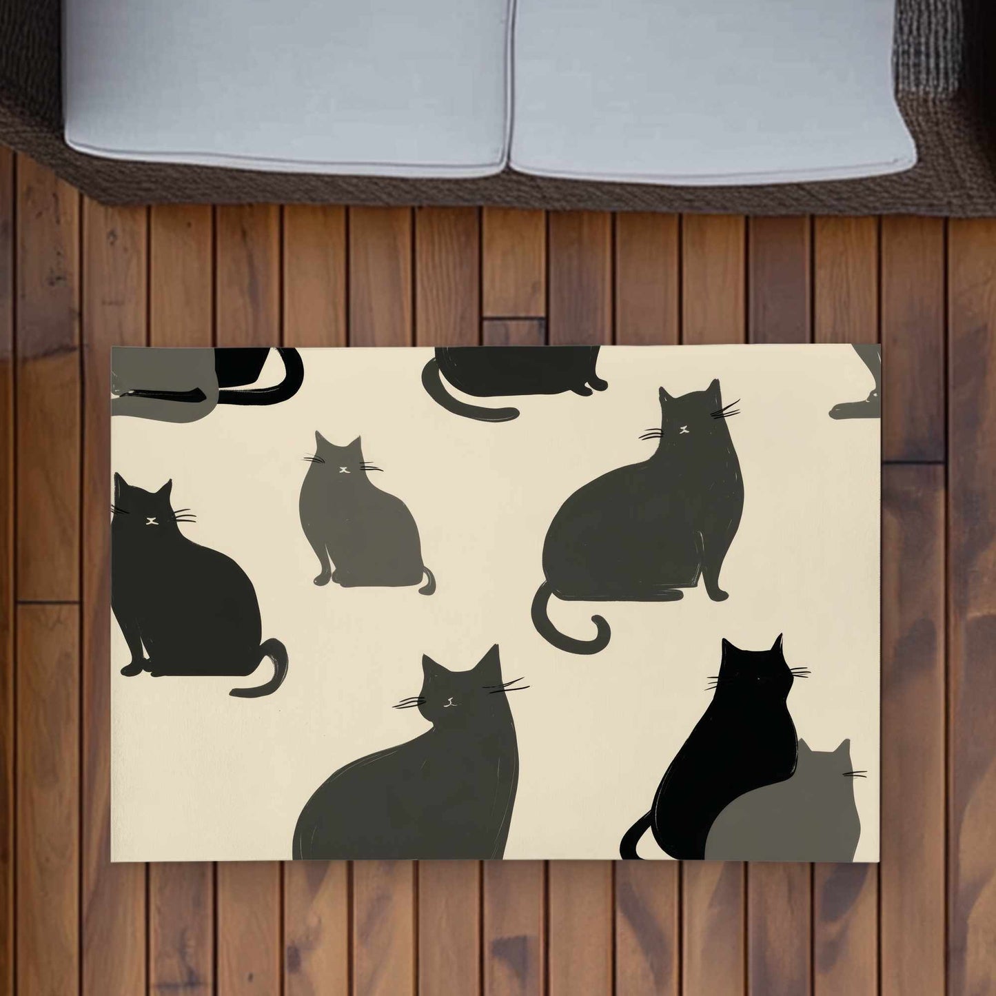 Tapis d'extérieur à motif de chats silencieux | Décoration d'intérieur