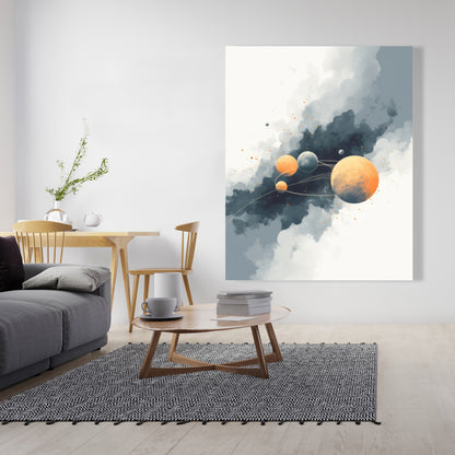 Circle of Planets - White Canvas Home Decor Wall Art