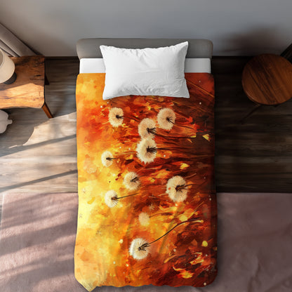 Dandelion Fire Yellow Duvet Cover | Bright Home Decor