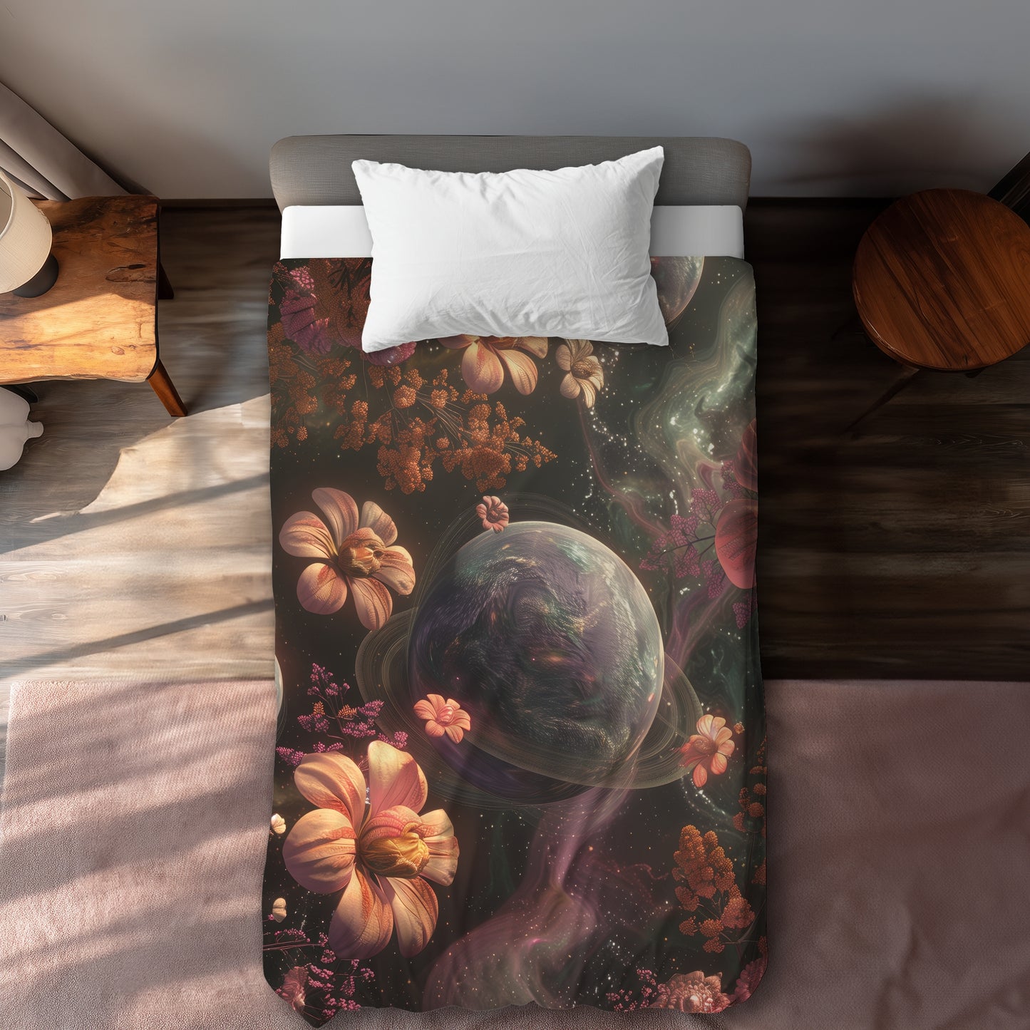 Flower space - 88"x88" Duvet Cover