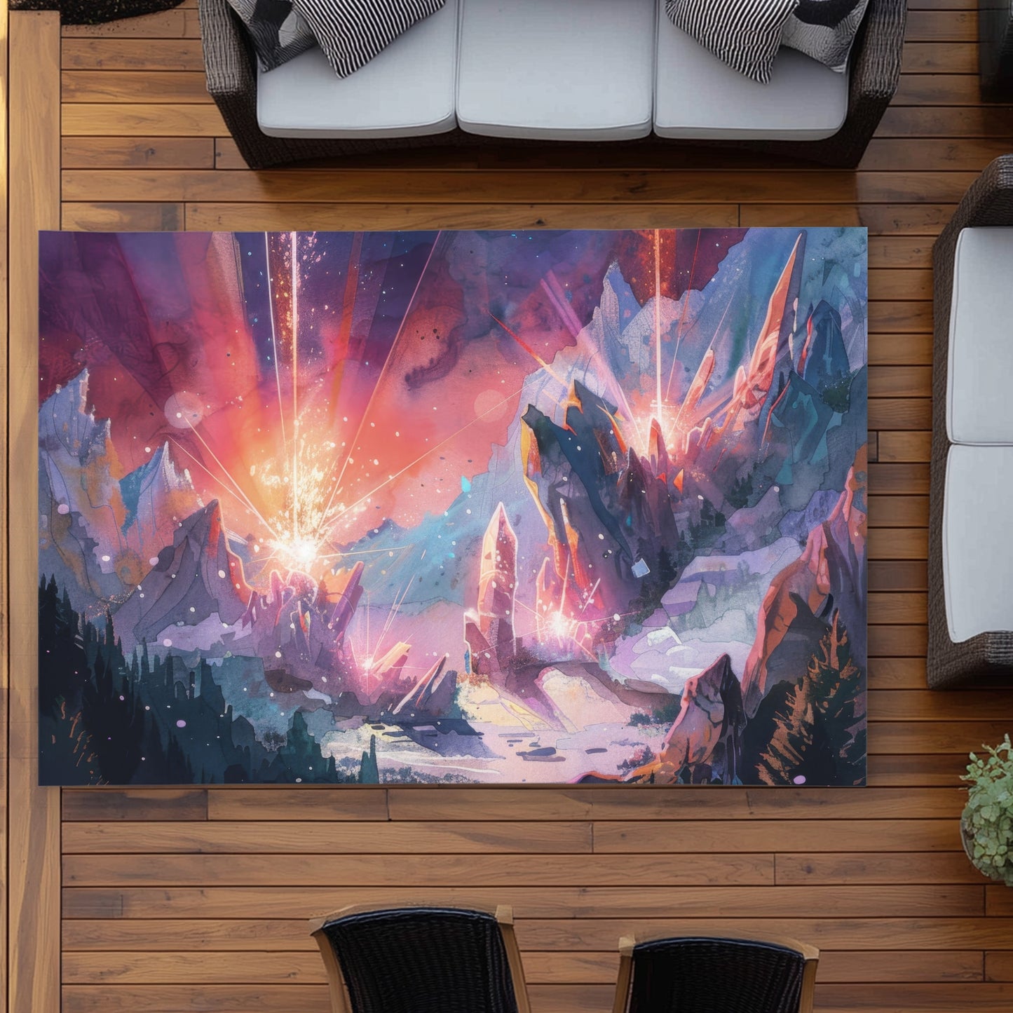 Beaming Signal Pink Outdoor Area Rug | Stylish Home Decor