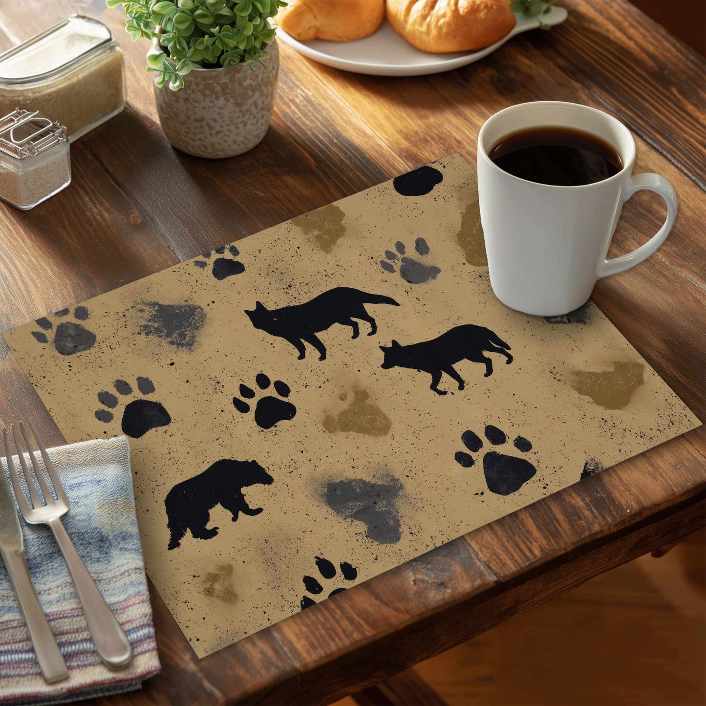 Set de table Wild Tracks Echo en polyester pour une décoration intérieure élégante