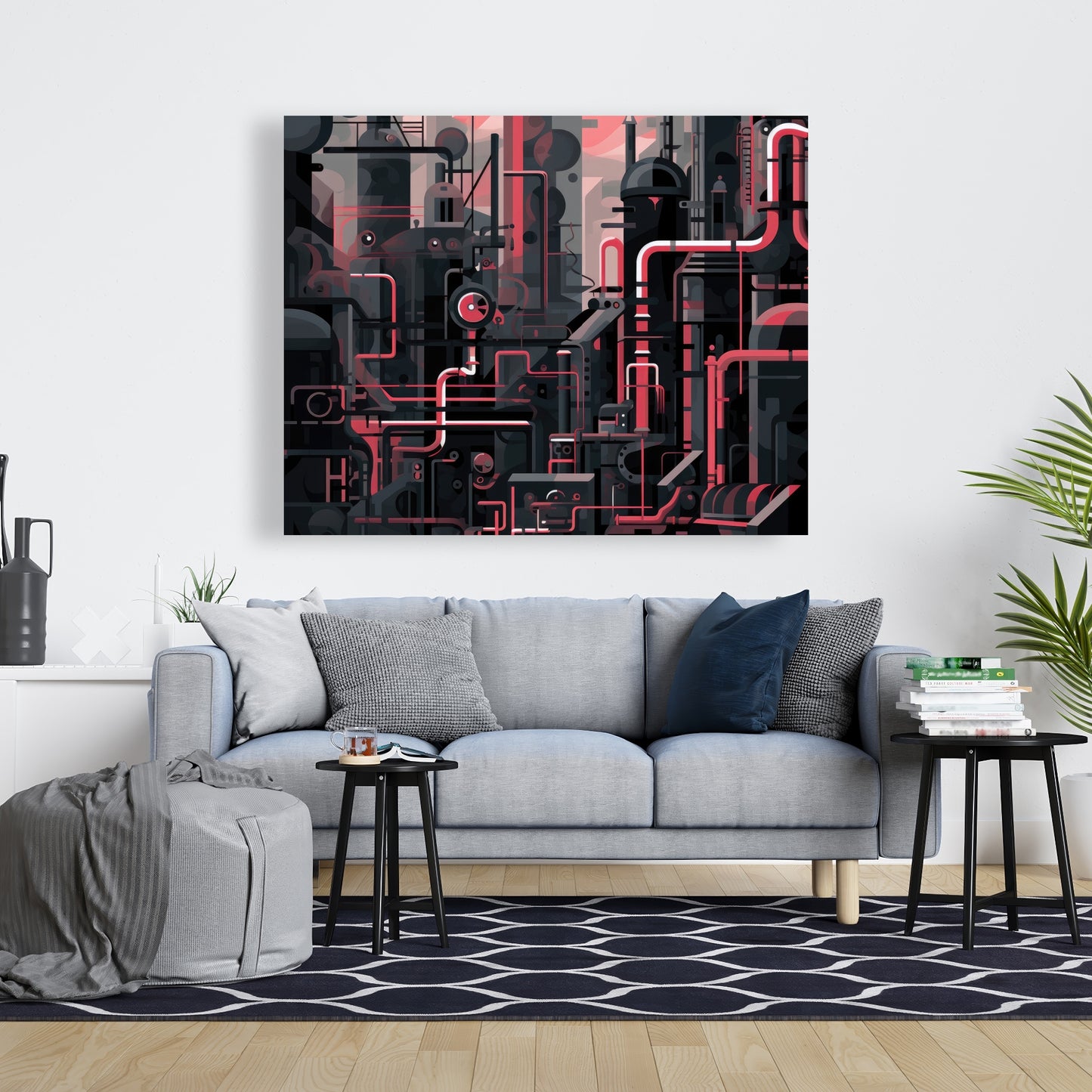 Industrial Empire - Red Canvas Art for Home Decor