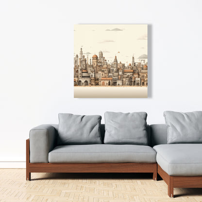 The Old Town - Brown Canvas Art for Home Decor | Stylish Wall Art