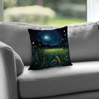 Between Grass Blades Black Poly Twill Throw Pillow - Decor