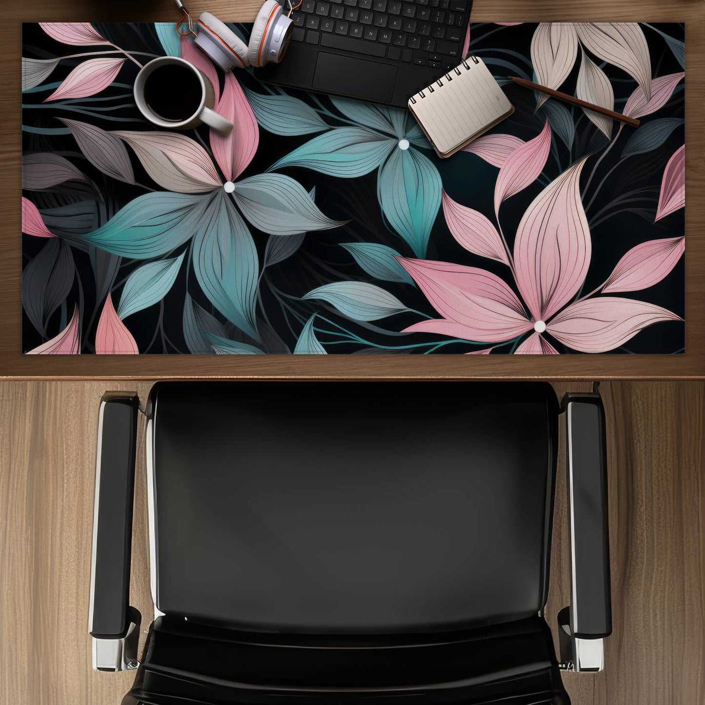 Desaturated flowers - Desk mat - Print on demand