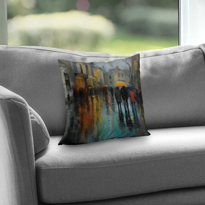 Rainy Day Poly Twill Throw Pillow - Cozy Home Decor Accent