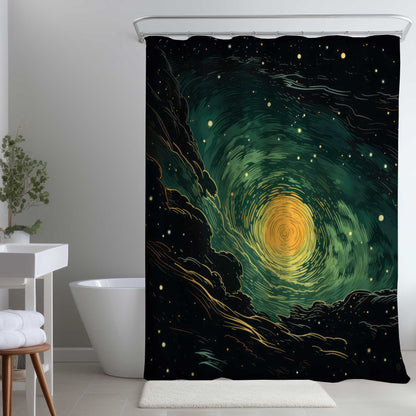 Rideau de douche « Tumulte dans l'espace » - Décoration unique pour votre salle de bain