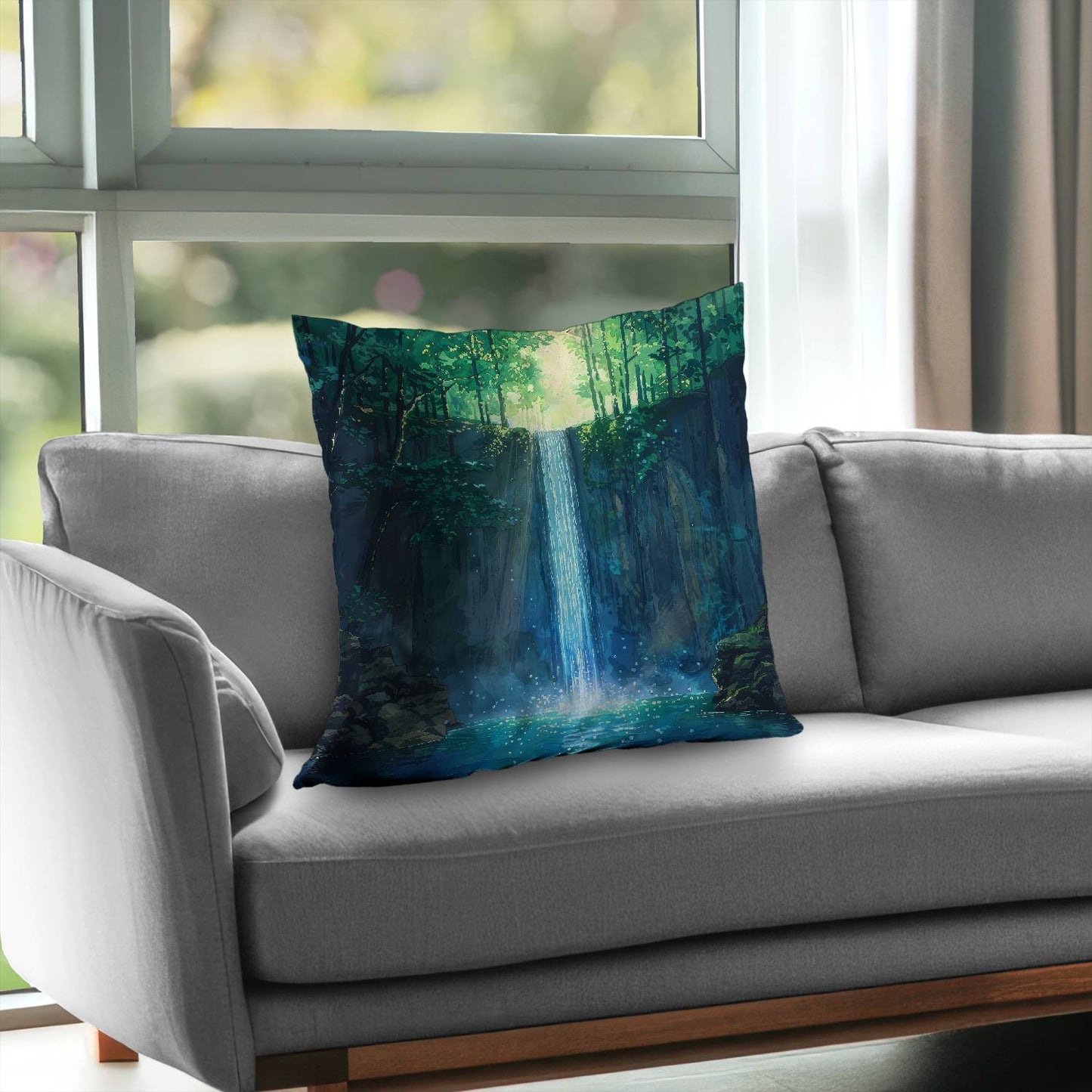 Waterfall - Throw pillow - Print on demand