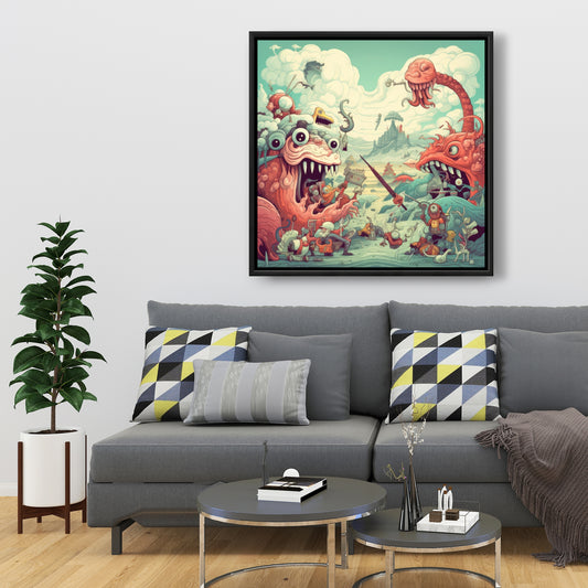 Day of Reckoning - Blue Framed Canvas for Home Decor