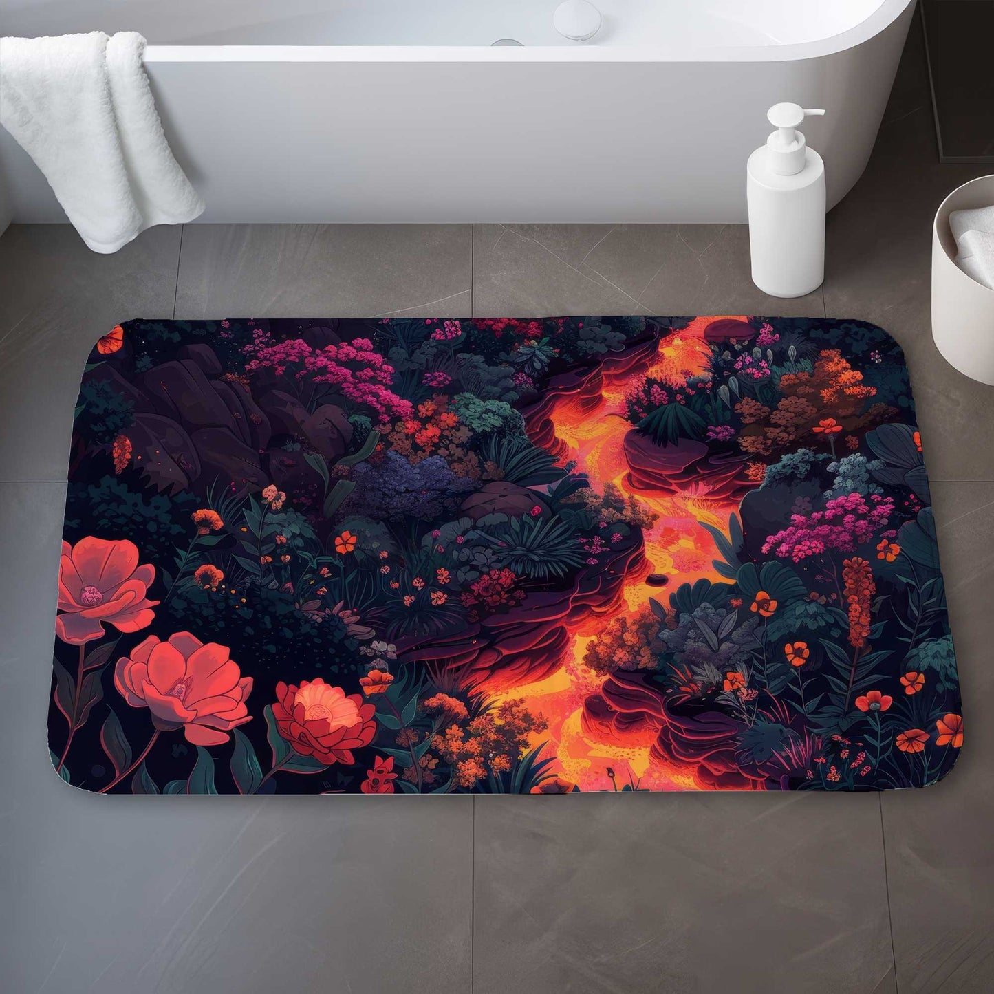 Flowing magma Red Bath Mat for Stylish Decor | Soft & Cozy