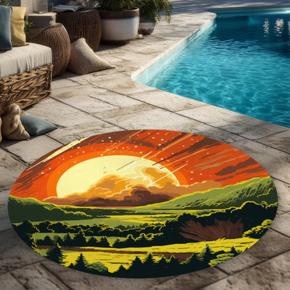 Last Days Green Round Outdoor Area Rug | Home Decor Accent