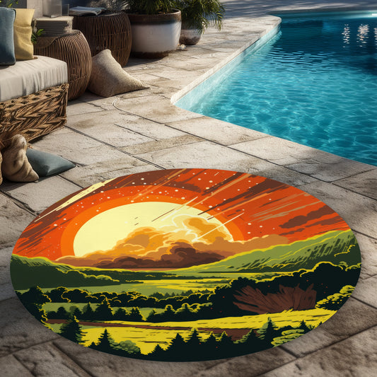 Last Days Green Round Outdoor Area Rug | Home Decor Accent