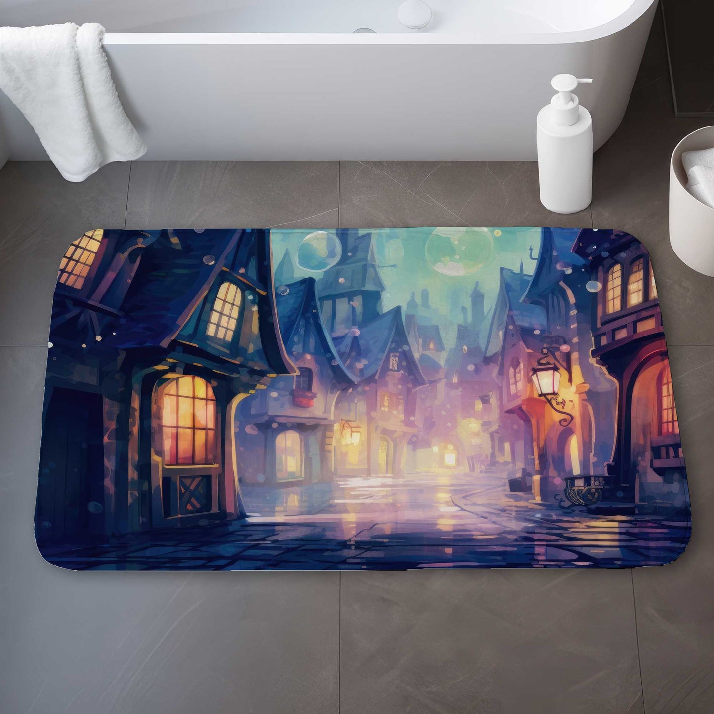 Tapis de bain violet Bubble Ville - Accessoire de décoration cosy pour la maison
