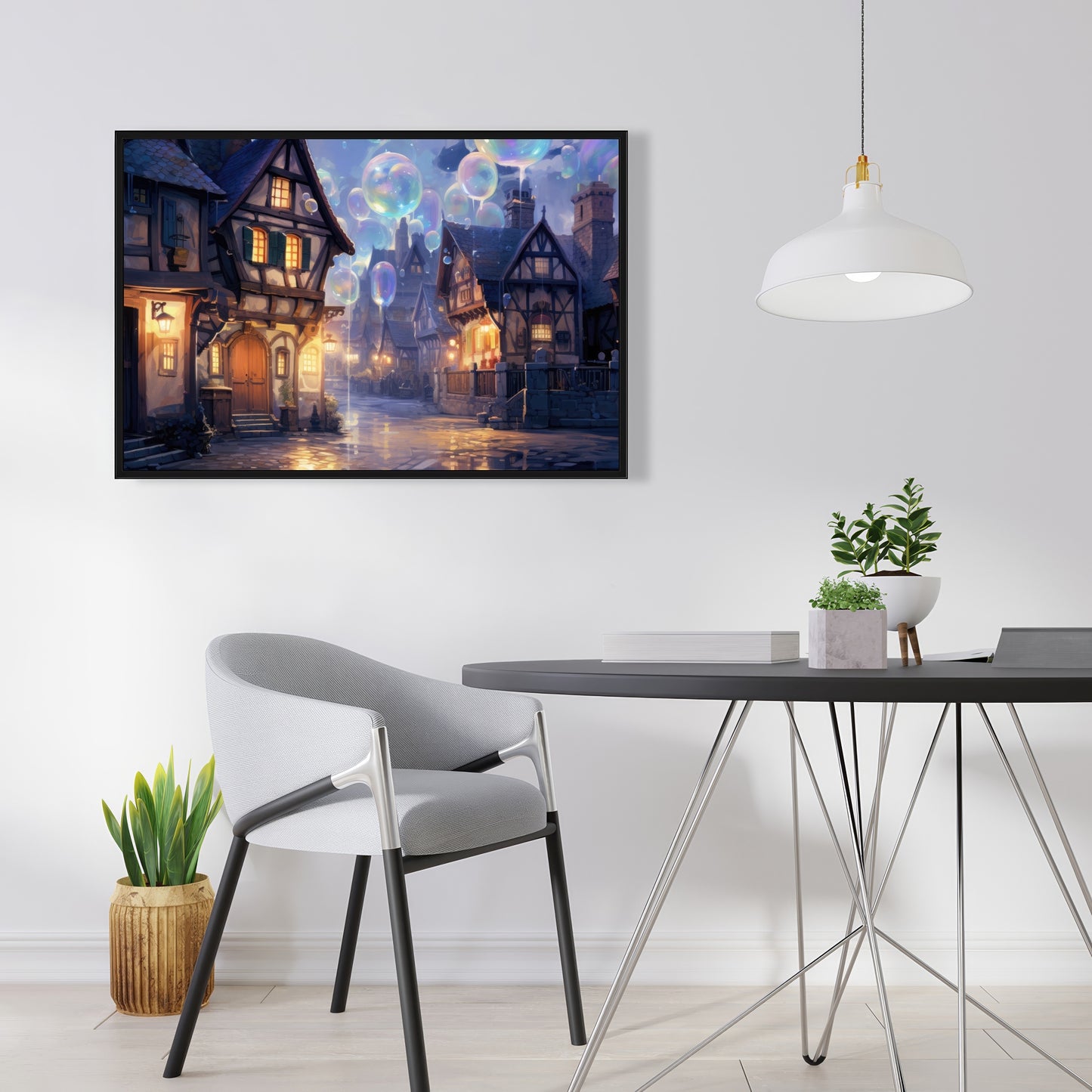 Bloopy town - 36"x36" Framed canvas