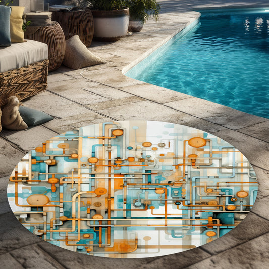 Like clockwork Orange 5' Round Outdoor Area Rug | Home Decor
