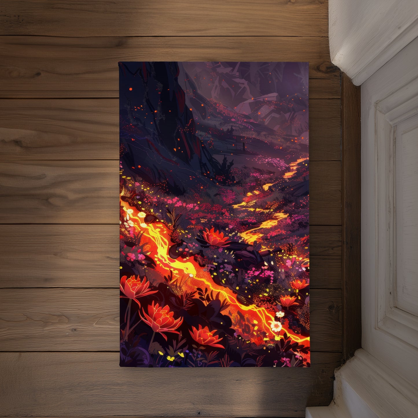 Bloom and Eruption Red Indoor Outdoor Door Mat | Home Decor