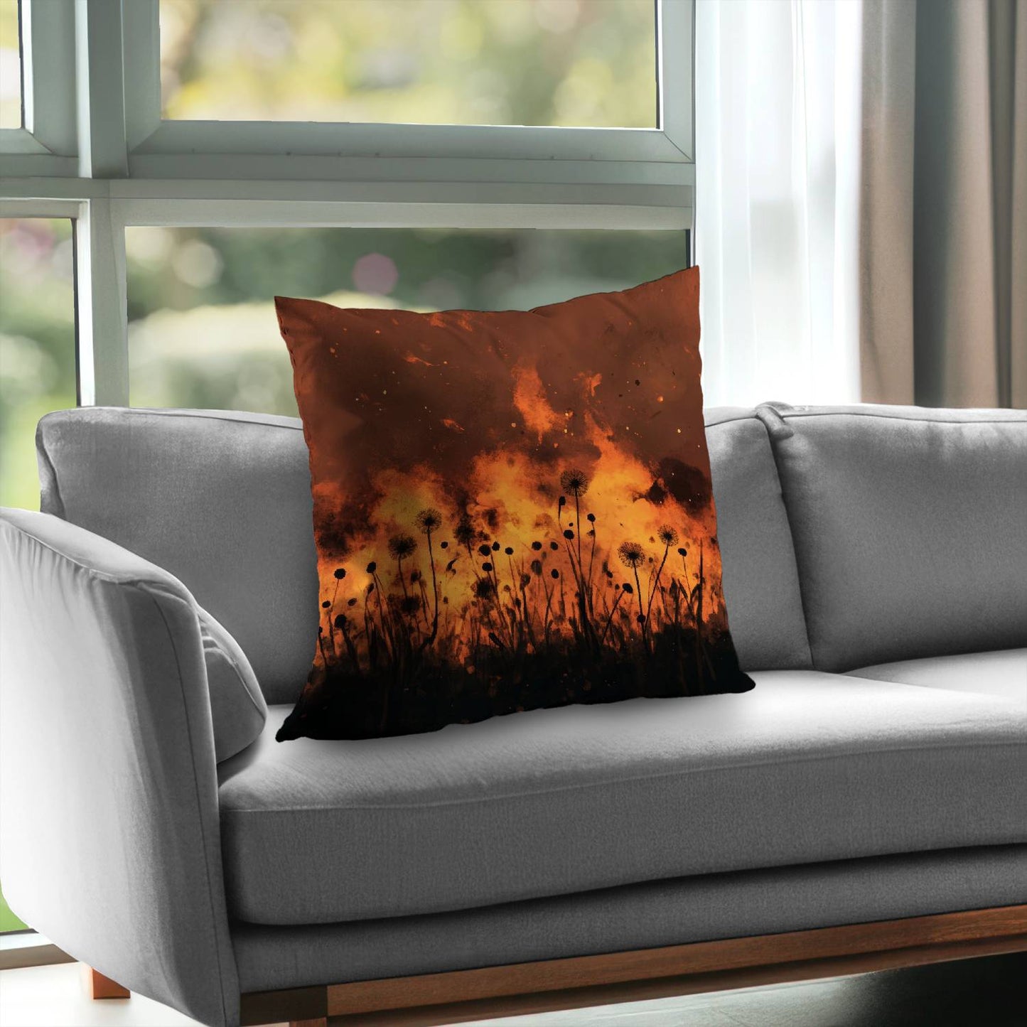 Ablaze Poly Twill Throw Pillow - Stylish Home Decor Accent