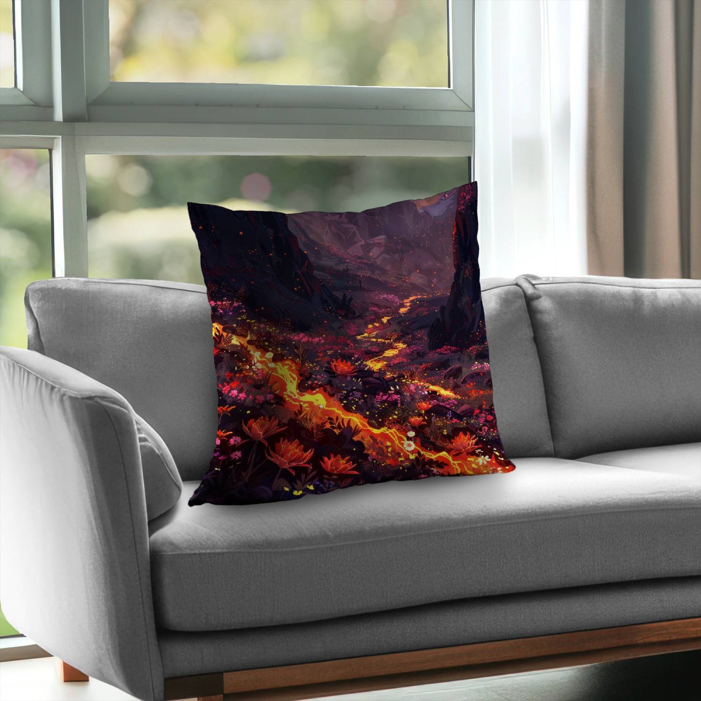 Bloom and eruption - Throw pillow - Print on demand