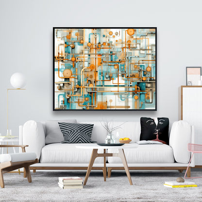 Like clockwork - Orange Framed Canvas for Home Decor