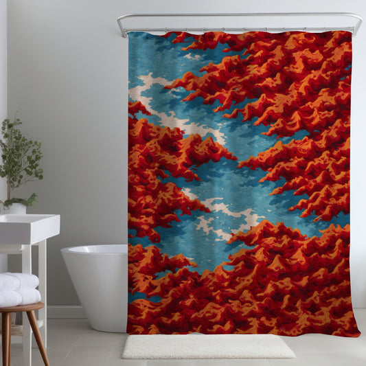 Rideau de douche Red Mounds - Accessoire de décoration intérieure élégant
