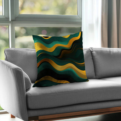 Golden Harmony Poly Twill Throw Pillow | Home Decor Accent