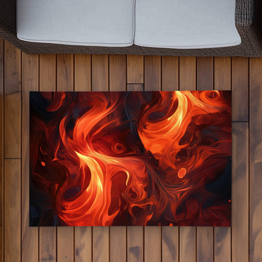 Fires of Heck - Black Outdoor Area Rug for Home Decor