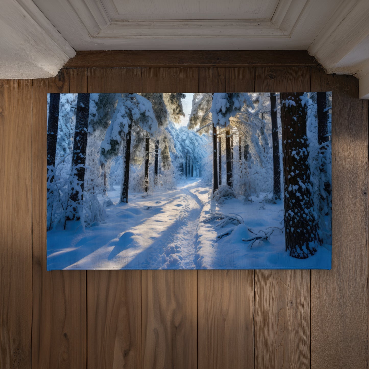 Snowy Path White Indoor Outdoor Door Mat | Home Decor
