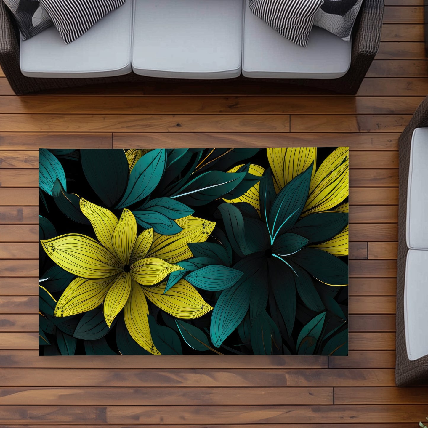 Potent Turquoise Outdoor Area Rug | Durable Home Decor Accent