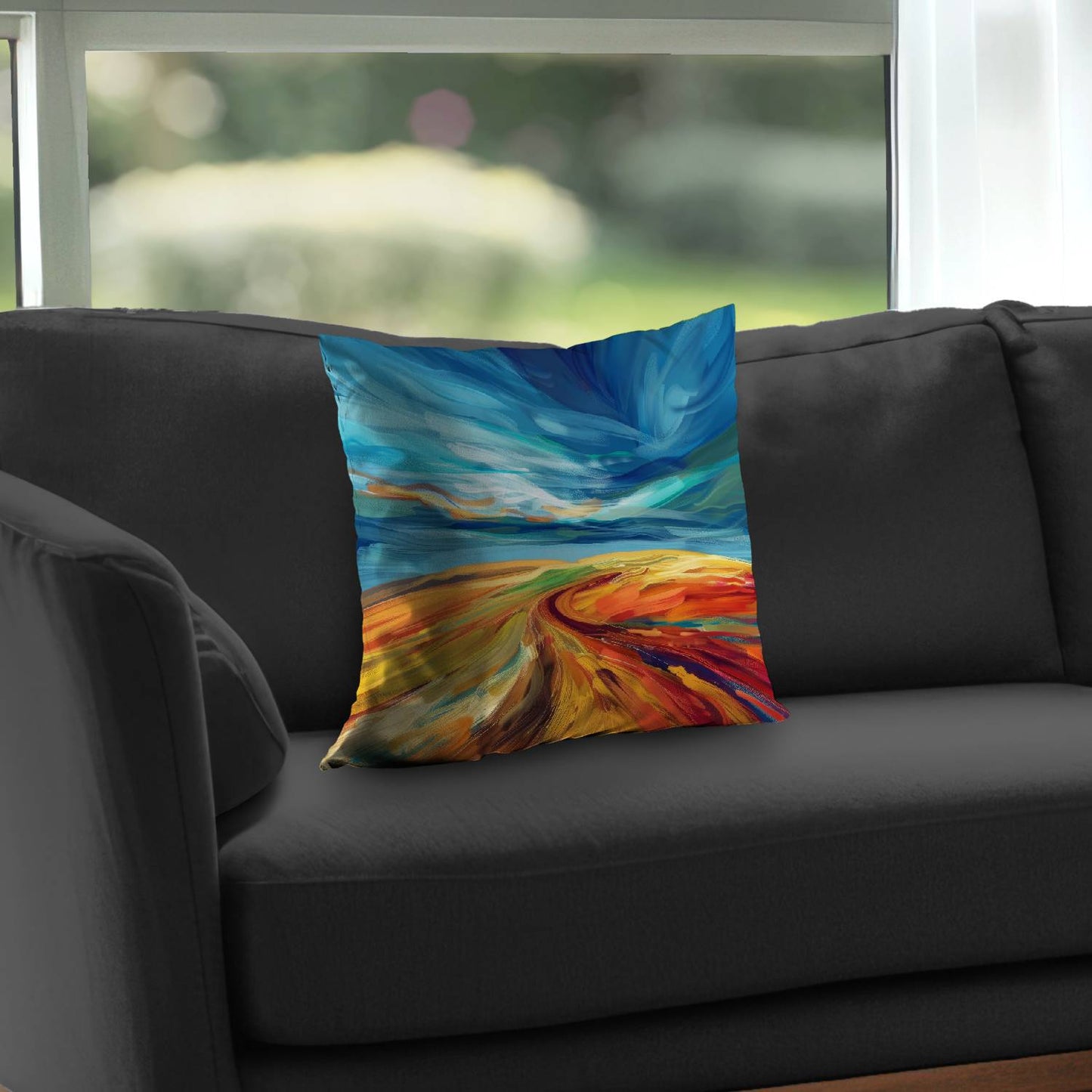 Land flow Yellow Poly Twill Throw Pillow - Home Decor Insert