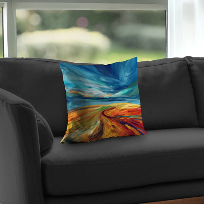 Land flow Yellow Poly Twill Throw Pillow - Home Decor Insert