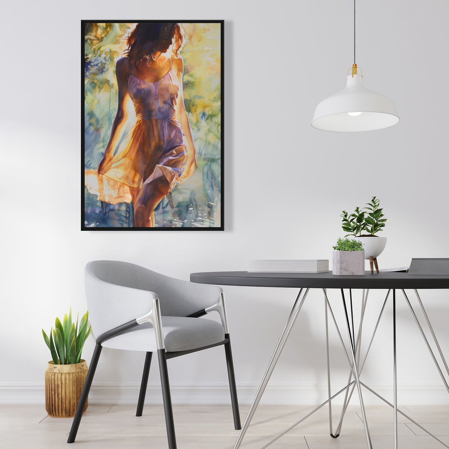 Out of the Water - Blue Framed Canvas for Home Decor