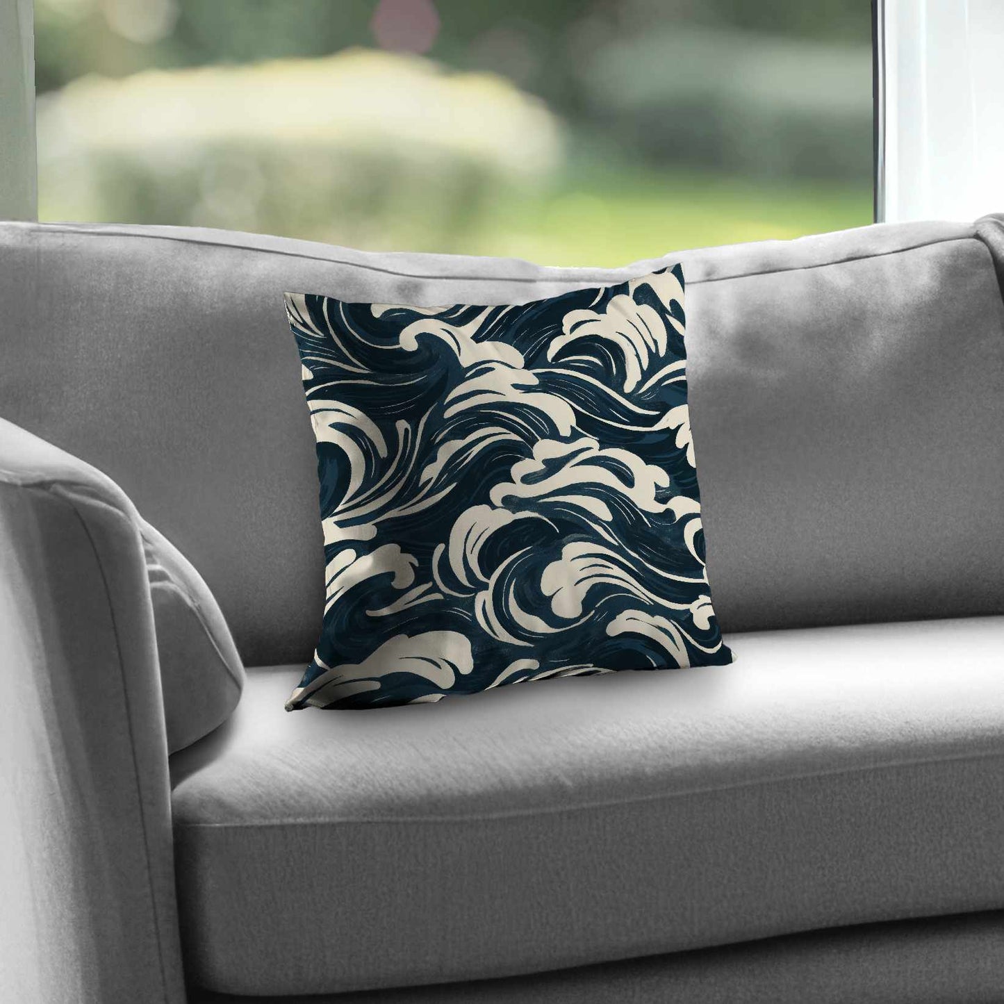 Midnight Ocean Flow Poly Twill Throw Pillow | Home Decor