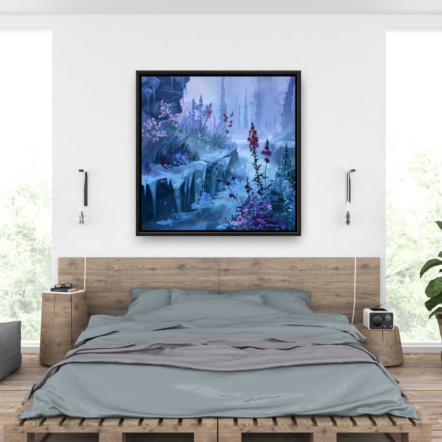 Valley of Ice - Gray Framed Canvas for Elegant Home Decor