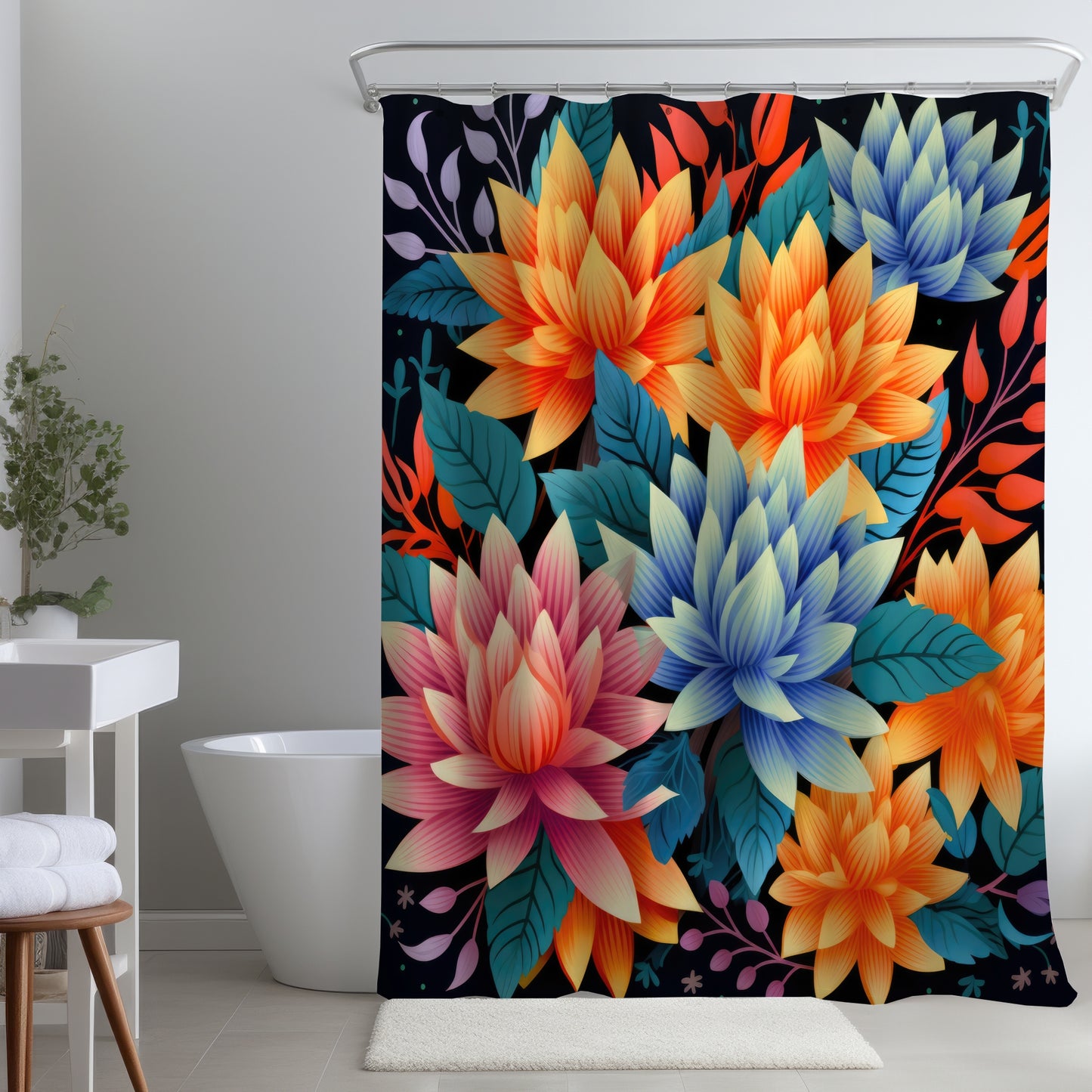 Color bouquet Turquoise Shower Curtain for Home Decor - Stylish