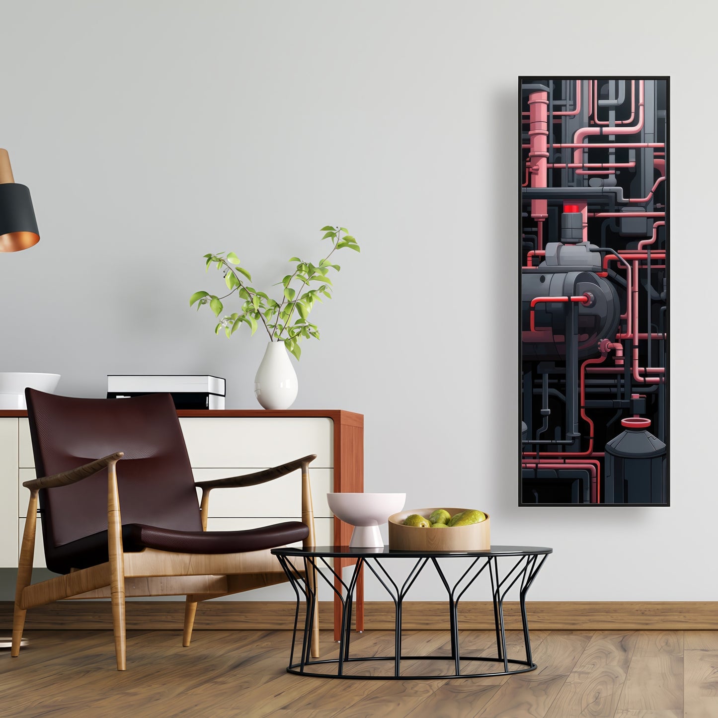 Dark pipes - 36"x36" Framed canvas