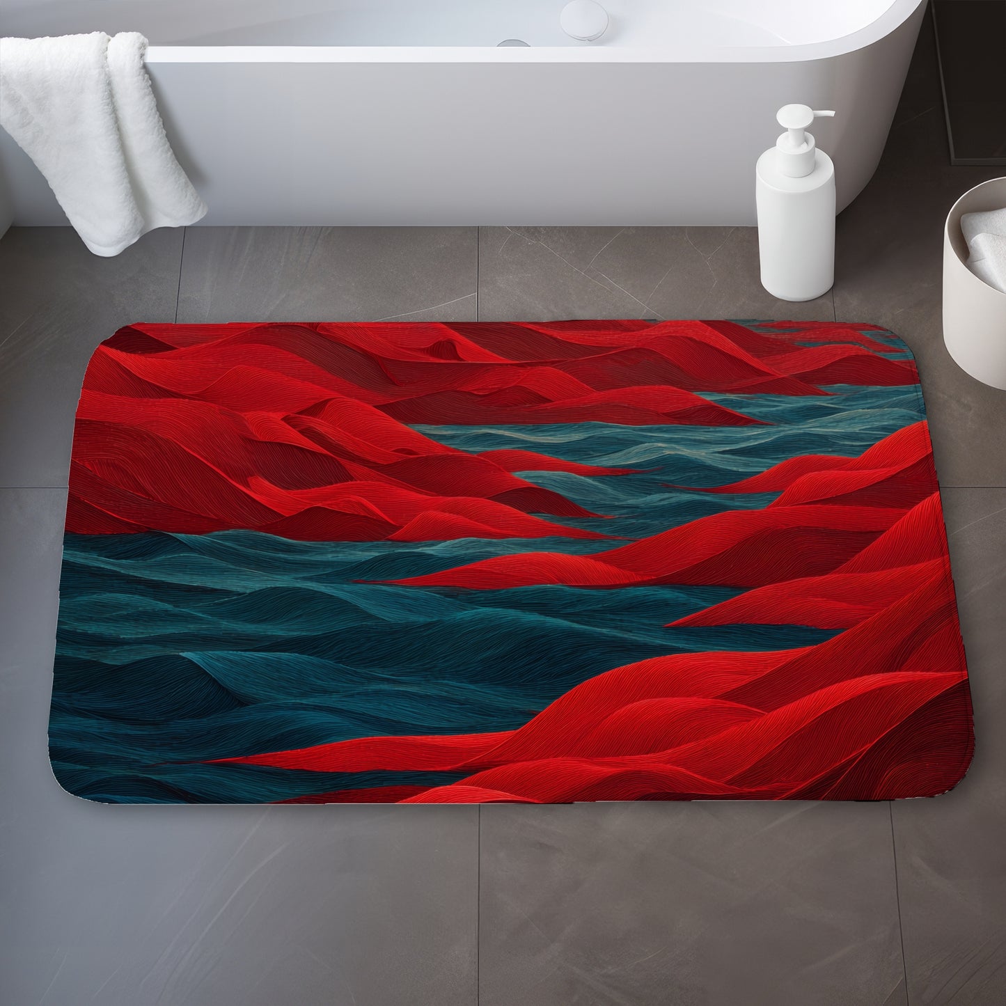 Red Sea Bath Mat - Stylish Red Home Decor for Comfort