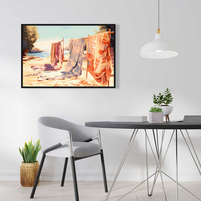 Warm Sands - Beige Framed Canvas Art for Home Decor