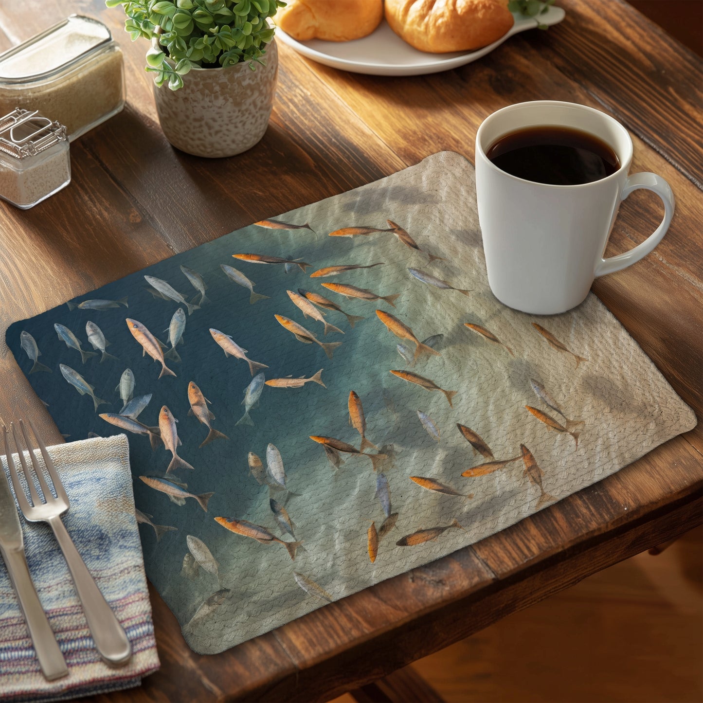 Away from the Sand - White Braided Polyester Placemat Decor