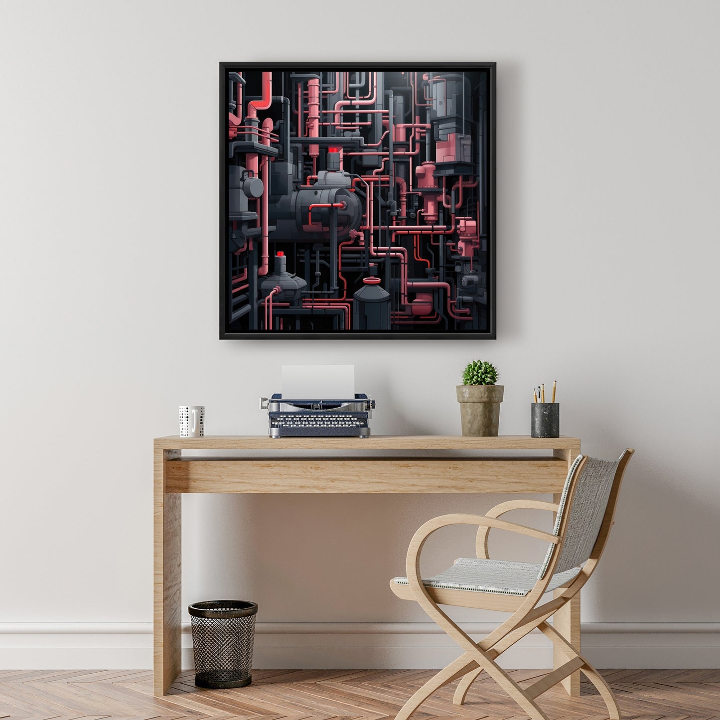 Dark pipes - 36"x36" Framed canvas