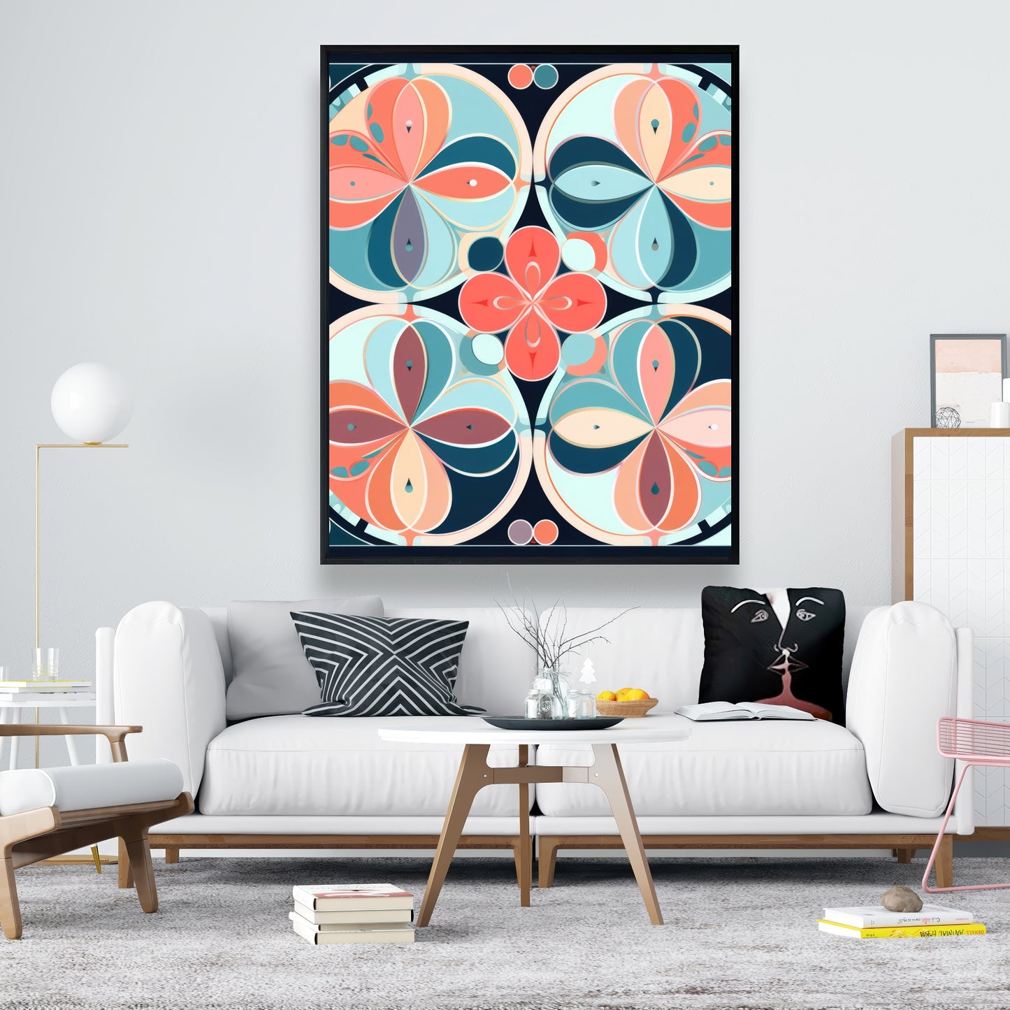 Pastel mandala - 36"x36" Framed canvas