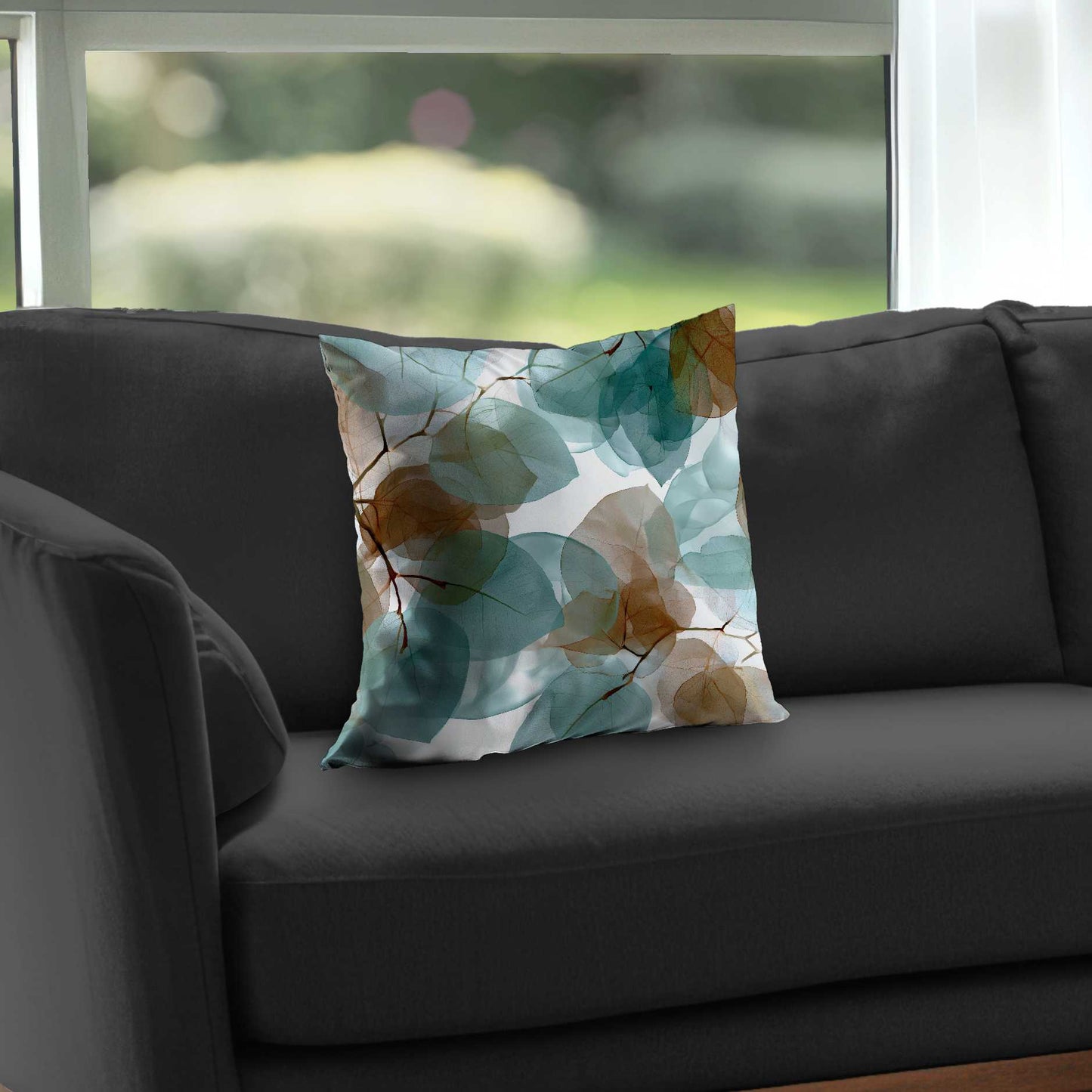Translucent Leaves Gold Poly Twill Throw Pillow - Home Decor