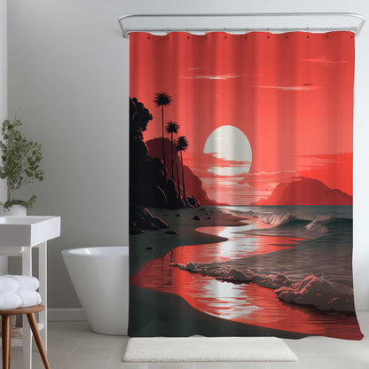 Rideau de douche Coucher de soleil sanglant | Décoration d'intérieur élégante